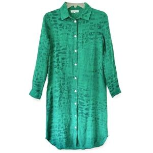 Allegra Masetti green linen dress
